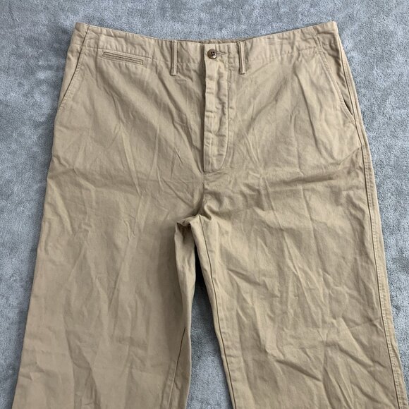 RE/DONE 90s High-Rise Trousers Womens 32 Button Fly Twill Chino Washed Khaki - Picture 8 of 13